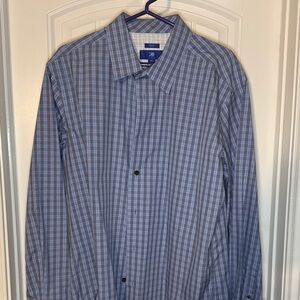 Egara Men's Casual Blue Checkered Shirt